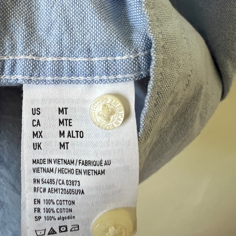 Light Blue American Eagle MT Tall Summer Short Sleeve Cotton T-shirt - Picture 9 of 10